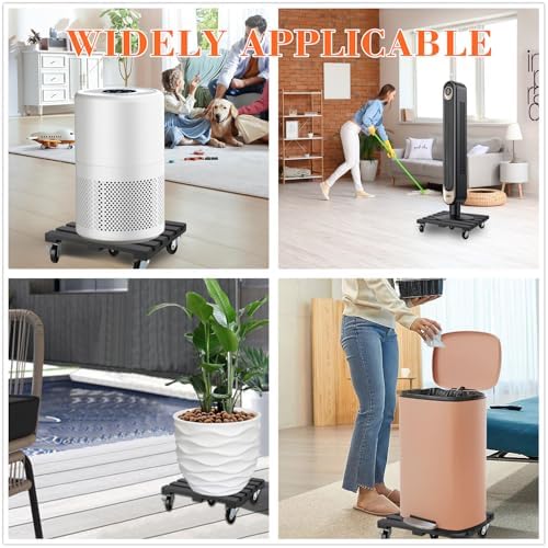 2 Pack Plant Stand with Wheels, 14" Rolling Plant Stand 264 LBS Heavy Duty Wooden Square Plant Caddy with Metal 360° Lockable Caster Wheels for Outdoor Indoor Large Plant Pots, Flower Pot, Patio-Black - Image 3