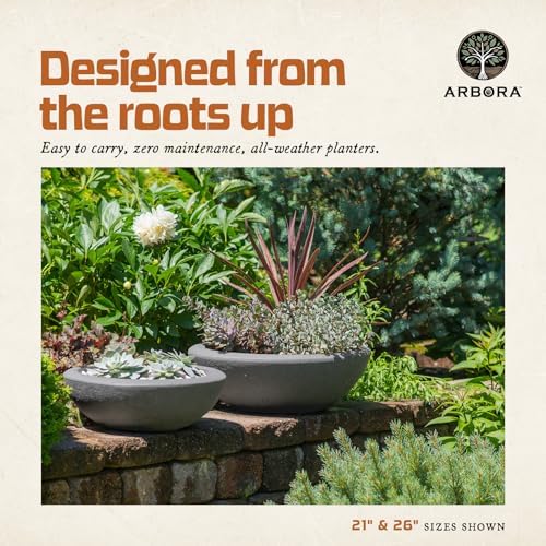 ARBORA 26" Santorini Bowl Planter - Lightweight Polyresin Large Outdoor Pot - Image 4