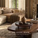 Dark Acacia Wood Round Display Riser with Beaded for Home Decor, Brown - Image 4