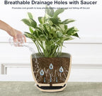 Sureasy Ceramic Indoor Plant Pots - 5.6 Inch Flower Pots for Plants with Drainage Hole and Saucer, Embossed Planter for Succulents, Orchid, Cactus, Indoor Home Decor, Set of 4, Blue - Image 5