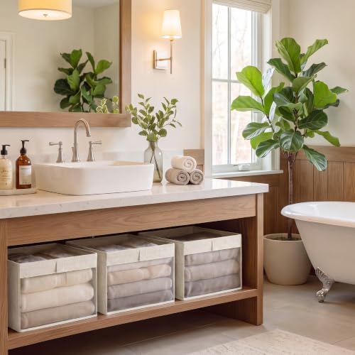 StorageWorks Closet Organizer Bins with Clear Window, Beige, 12.75x12.75x9 - Image 7