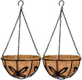 Kingbuy Metal Hanging Basket for Plant Planter with Coconut Fiber Liner Chain Wire Holder 12 Inch Flower Pot Indoor Outdoor Patio Lawn Garden Decor, Butterfly Pattern, 2 Pack by Kingbuy