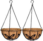 Kingbuy Metal Hanging Basket for Plant Planter with Coconut Fiber Liner Chain Wire Holder 12 Inch Flower Pot Indoor Outdoor Patio Lawn Garden Decor, Butterfly Pattern, 2 Pack by Kingbuy