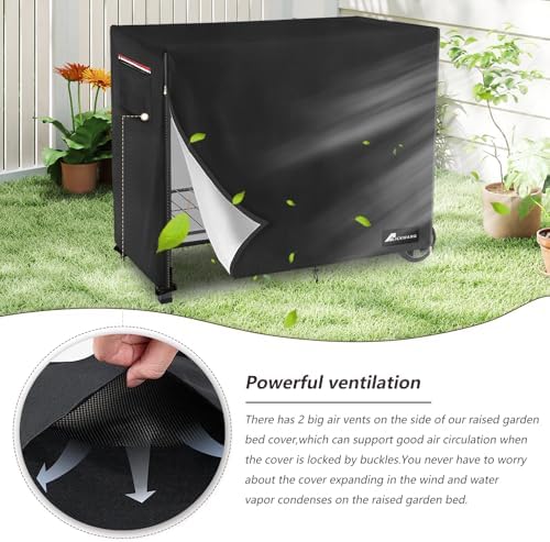 Raised Garden Bed Cover,Heavy Duty 600D Waterproof Elevated Wood Planter Box Stand Cover for Winter,Planter Raised Beds Covers (Black, 38 x 14.6 x 32) - Image 5