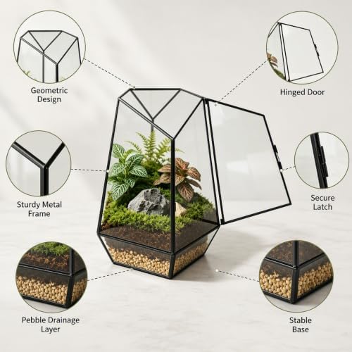 Ferrisland Glass Geometric Plant Terrarium, Clear Glass Succulent - Image 3