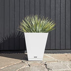 Veradek Nobleton Indoor/Outdoor Wide Square Planter (White, 18 inch - 2 Pack with 2 Saucer Trays) - Image 7