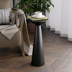 COZAYH Farmhouse Tall Pedestal End Table, Solid Wood Martini Table, Black - Image 5