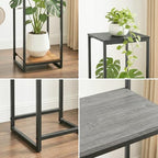 34" Tall 2-Tier Corner Plant Stand Indoor, Rustic Brown - Image 6