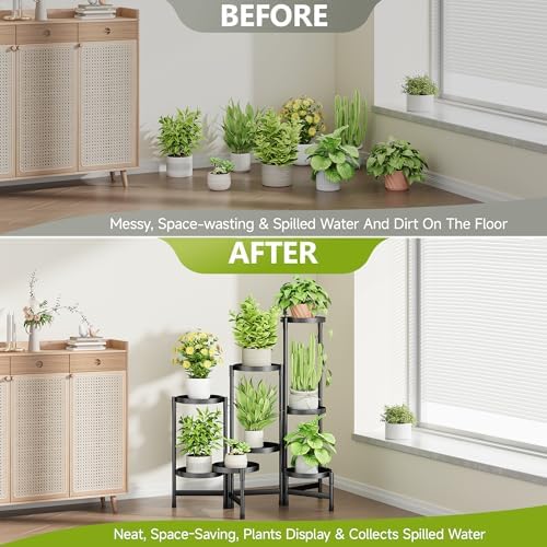 Cawukege 8 Tier Plant Stand Indoor, Tiered Plant Stand Outdoor for Multiple Plants, Corner Plant Shelf for Patio Balcony Porch Garden Living Room House, Black - Image 4