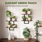 Bamworld Floating Shelves for Wall Planters Indoor Wall Decor, 2 Pack Brown - Image 4