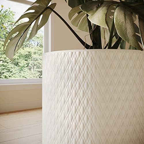 EverNest Claire Honeycomb Neutral White Planter with Nyra Stand, Indoor Plant Pots, SelectBase, Mid-Century Modern, Boho Style Home Decor for Plants (Medium, Gold) - Image 4