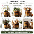 Sunmuliiiy2Pcs Wood Wine Barrel Vase 8" x 6.5" Rustic Wooden Flower Vase Rustic Barrel Barrel Planter for Wedding Reception Table Decoration Home Indoor Outdoor Garden, Kitchen, Party Table Decoration - Image 7