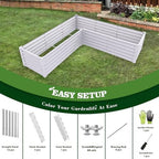 Anleolife 4-Bed 74x74x18in L-Shaped Raised Garden Beds, Antique White - Image 4