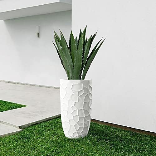 LuxenHome 22" H Concrete Tall Planter with Drainage Hole and Rubber Plug - Image 2