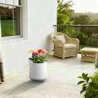 Kante Accent Round Curved White Concrete Planter 13" Dia, Outdoor - Image 3