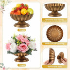2 Pcs Metal Compote Vase, Floral Centerpiece Bowls, Gold Bronze - Image 3