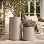 KUTE NEST 12.6" Premium Conico Fiberstone Outdoor Planter - Taupe - Image 2