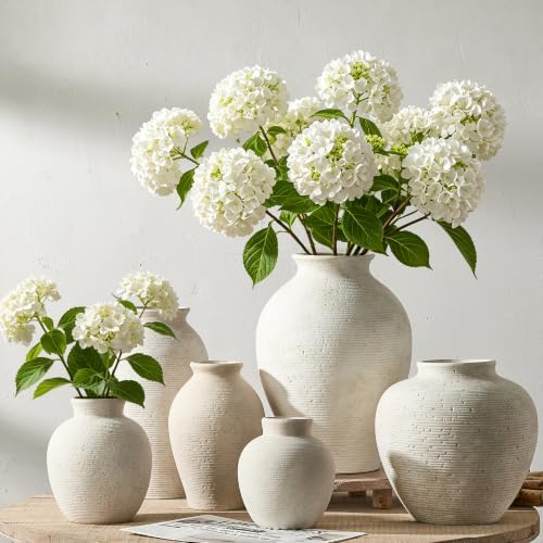 Vanselia Ceramic Flower Vase Home Decor - Large Tall Farmhouse Table Vases Rustic Vintage Living Room Kitchen Bedroom Decoration for House Book Shelf Office Coffee Desk Dining Fireplace (13.8" Rustic) - Image 6