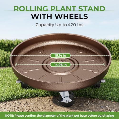 Plant Caddy With Wheels 16" Metal Plant Saucers for Indoors 420 Lb Capacity - Image 3