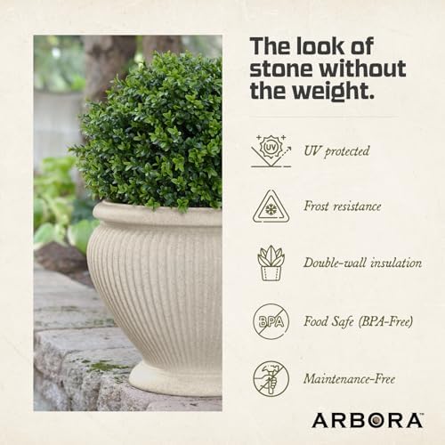 ARBORA 18" Cannes Urn Planter - Lightweight Polyresin Decorative Plant Pot - Image 5