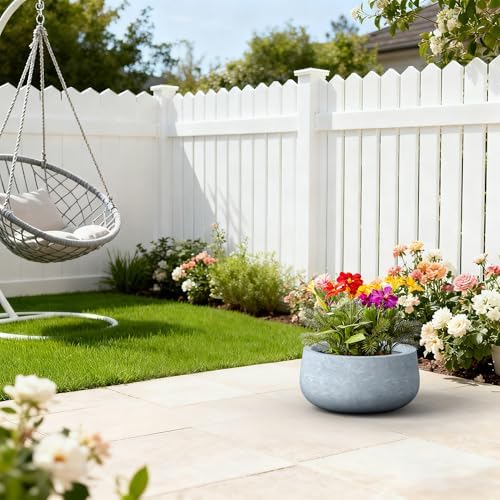 Kante Blue Gray Concrete Planter 16" Dia All-Weather Round Accent Pot - Image 3