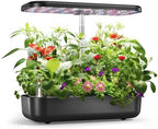 owltron Hydroponics Growing System Kit, 12 Pods Indoor Herb Garden with 24W LED Grow Light Full Spectrum, Planting Height Up to 20", Quiet Water Pump, Indoor Gardening for Gifts, Kitchen, Black by OWLTRON