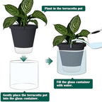 D'vine Dev Self-Watering Black Terracotta Planter Pot, 10 in, 37-X-D-3 - Image 7