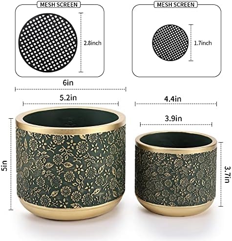 6 +4.4 Inch Cement Planter Decorative Pots with Drainage Hole for All House Plants, Succulents, Flowers, and Cactus (Green) - Image 6