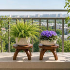 2 Pcs Small Wood Plant Stool Display, Short Wood Plant Riser Pedestal - Image 3