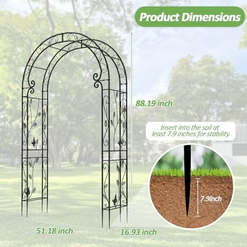 Sturdy Metal Garden Arch with Rust-Resistant Finish,Garden Abor-88 H*51" L - Image 2
