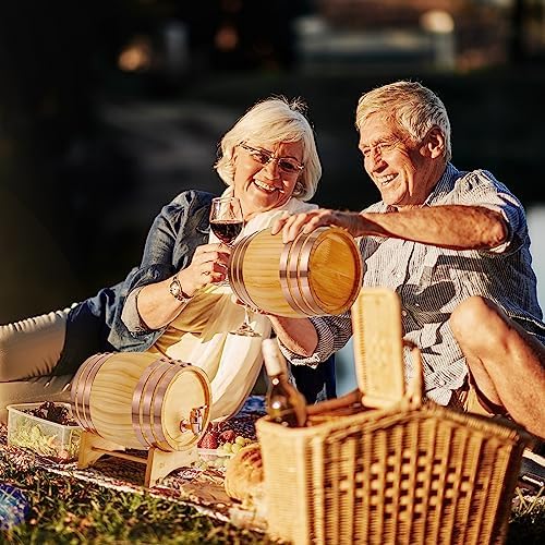 Geetery 1 Pack 2 Liter Wood Barrel with Stand Wooden Whiskey Barrel Vintage Beer Tequila Rum Whiskey Dispenser Wine Making Barrels for Home Table Display Decoration Entertaining (2 Liters) - Image 5