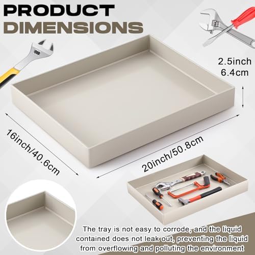 Maxdot 20 x 16 x 2.5 Inches Polypropylene Utility Tray Multifunctional Rectangular Plastic Containment Tray for Lab Kitchens Cosmetics Work Benches Shelf Use - Image 2