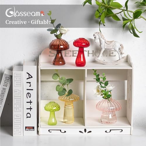 Glasseam Mushroom Vases for Flowers, 10Pcs Colored Glass Bud Vase for Decor - Image 4