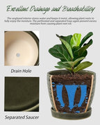 Plant Pots, Flower Pots, Planters for Indoor Plants(6.5+5.5inch), Flower Pots for Indoor Plant with Drainage Hole and Saucer, Ceramic Pots for Plants with Hole Mesh Pad,Reactive Glaze Green - Image 4