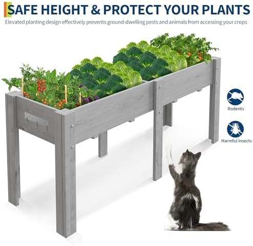 IDEALHOUSE 72"x23"x30" Elevated Wood Raised Garden Bed Planter Box - Image 5