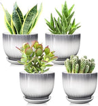 Ceramic Plant Pots, 5.5 Inch, Gray+White, Set of 4 by YUFDA