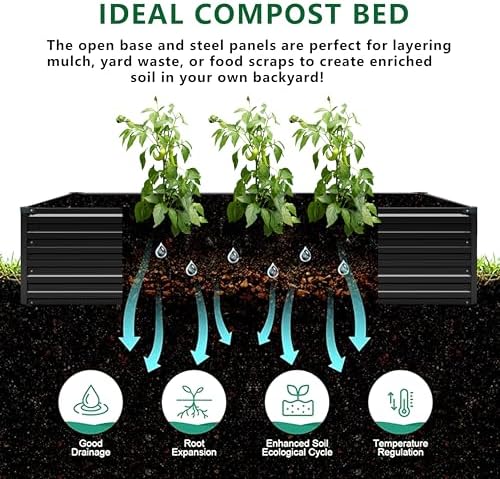 DIIYIV 12x2x1.5FT Galvanized Raised Garden Bed,Vegetable Boxes-Rectangle Metal Flower Box,Large Planter Raised Beds Outdoor Garden for Planting,Fruit,Herb-Black - Image 3