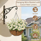 10 inch Metal Hanging Baskets for Plants Outdoor, 4 Pack Metal Wire Hanging Basket Planter with Coco Liner Flower Pots for Indoor Outdoor Garden Porch Patio, Heart-Shaped - Image 2
