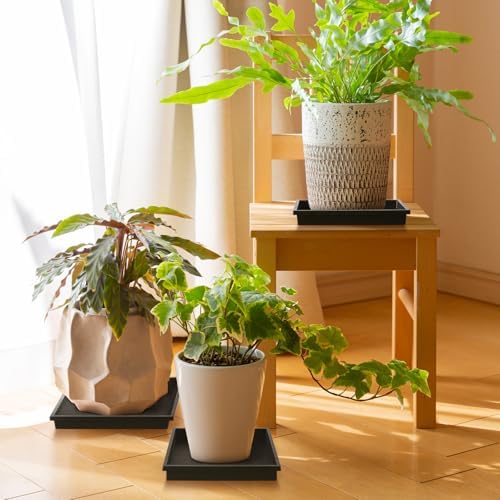 NATSUKY Square Plant Saucer 12 Inch 4 Pack Tray Plastic Pot for Outdoor - Image 2
