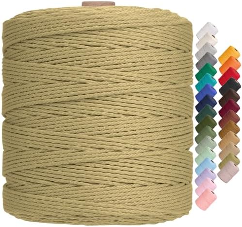 Macrame Cord 3mm x 875yards, Soft Colored Macrame Rope, Natural Cotton Cord for Plant Hangers, Wall Hanger, Decorative Projects(Dark Khaki) by Unknown