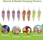 Artificial Hanging Flowers for Outdoors, 8 PCS 552 Blooms Ultra Full Morning Glory Vines, UV Resistant Faux Silk Hanging Plants for Porch Window Box Patio Garden Decor, Mixed - Image 4