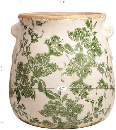 Ceramic Flower Vase, Cottagecore Vases & Planting Pots with Drainage - Image 3