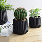 Indoor Plant Pots Black/White Ceramic Plant Pot Modern Minimalist Style Plant Pot Durable Flower Container Small Plant Flower Container Planters for Outdoor Plants(Black,Medium) - Image 3