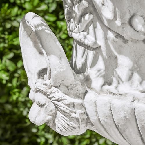Large Antique White Magnesium Oxide Outdoor Urn Planter, Classical Style, 18.75 x 28.25 Inch (Antique White) - Image 7