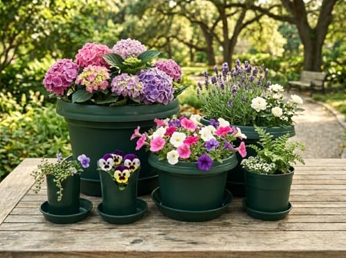 12-Piece Hunter Green Flower Pot and Saucer Set, 2"–12" - Image 3