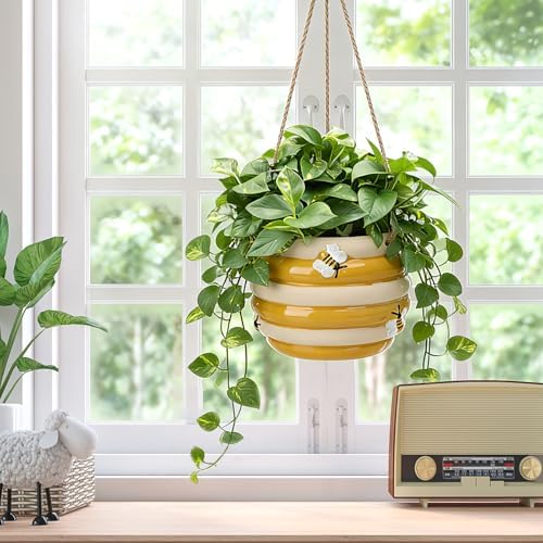 Hanging Ceramic Planter Cute Bee Plant Pots - Image 7