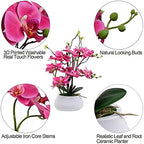 W&W Artificial Orchid Plants and Flowers with Vase, Fake Faux Orchid in Ceramic Pot,17”, Fuchsia - Image 3