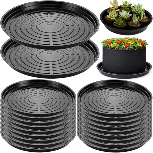 20 Packs 18 Inches Extra-Large Black Plant Saucers for Indoor Outdoor Use Heavy Duty Plastic Plant Trays for Planter Bulk Flower Pot Drip Trays to Catch Water, 4 to 20 Inch by Planterhoma