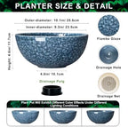 Lotus Bowl, 10 Inch Ceramic Succulent Pots, Bonsai Pots, Scale Blue - Image 2