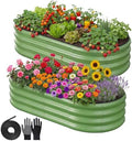 2PCS 4x2x1 FT Oval Metal Raised Garden Bed Kit, Open Bottom Design Elevated Garden Planter Box Outdoor, Trough Planter for Outdoor Plants, Flower, Vegetables, Fruit, Herbs (Green) by RaisedGardenBed